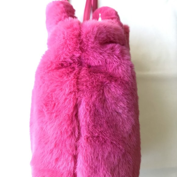 Juicy Couture Hot Pink Free Love Fluffy Mini Tote Purse Bag w/ Sparkle Logo - Picture 4 of 6